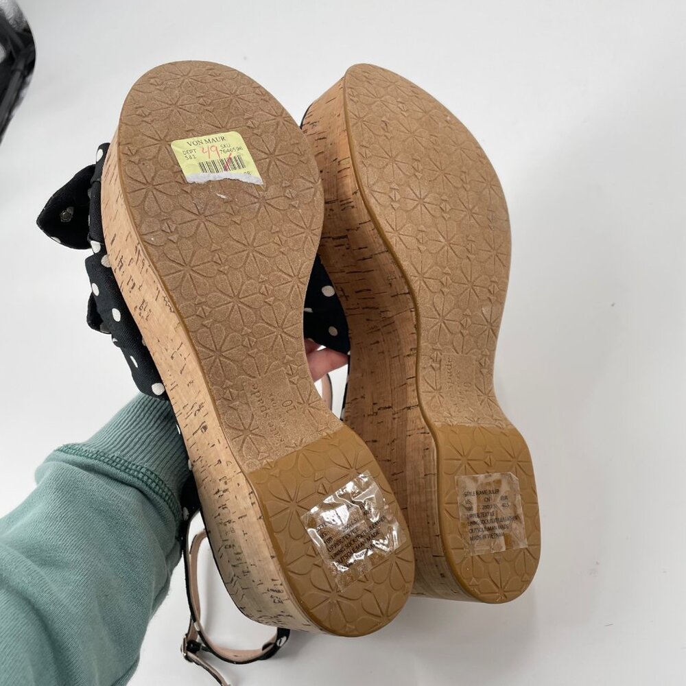 Kate Spade Julep Polka Dot Knot Cork Platform Wedges Womens 10B Preppy Coastal - Picture 8 of 9
